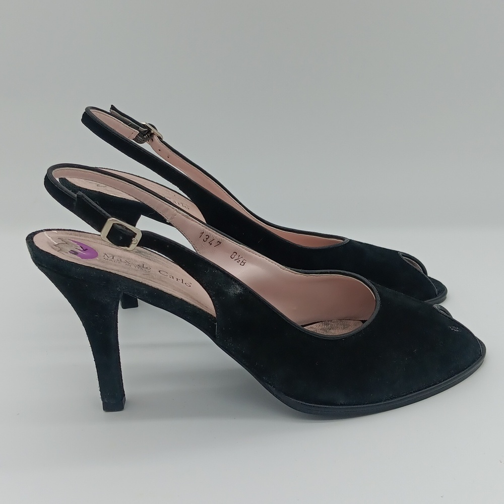 Max de Carlo Suede Peep-Toe Heels - Picture 6 of 8